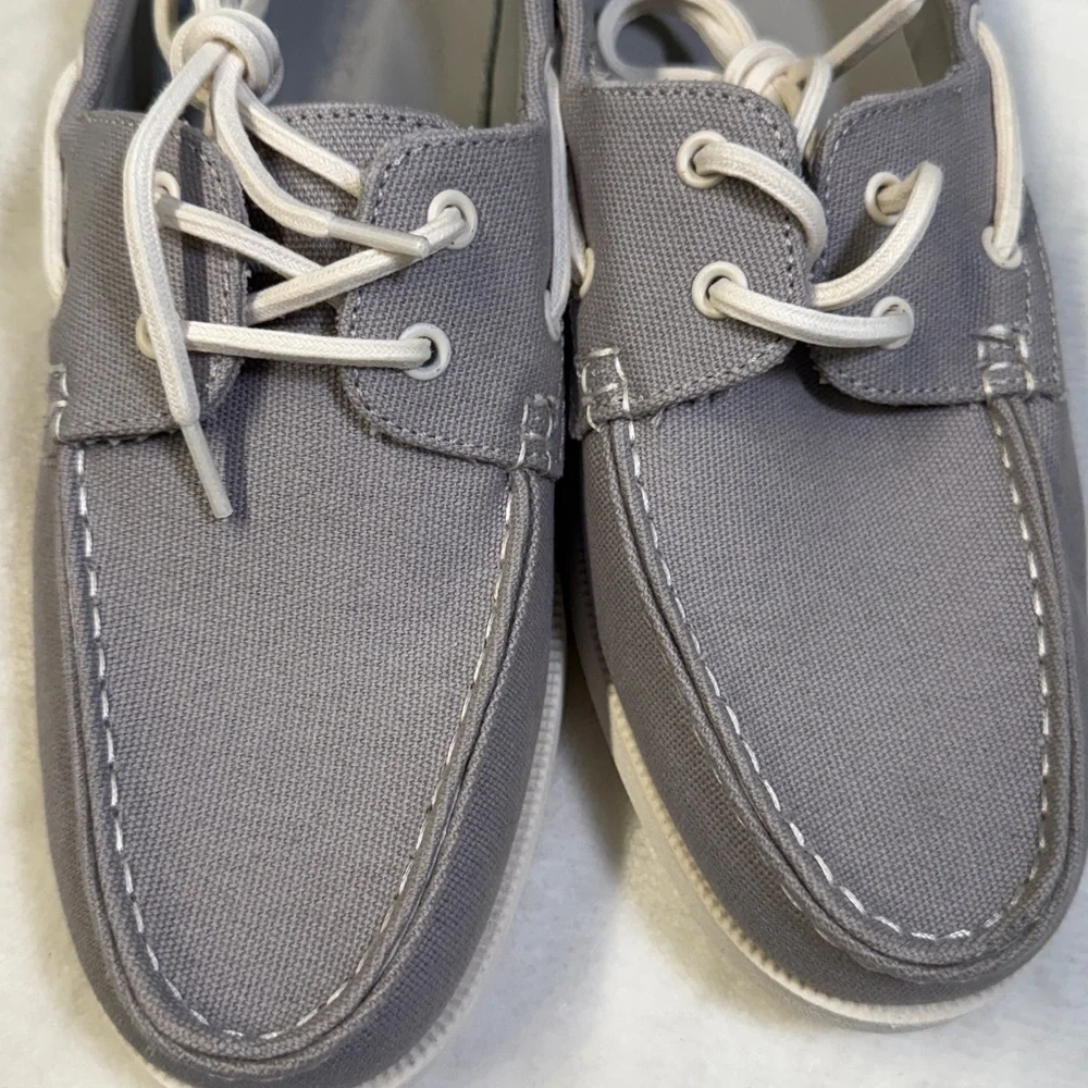 Club Room Men's Elliot Lace-Up Cotton Canvas Boat Shoes- Size 7